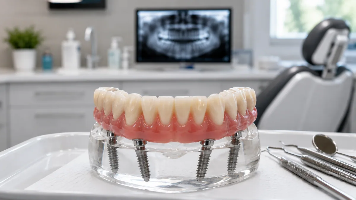 All-on-4 dental implants North York — full-arch fixed prosthesis supported by four titanium implants at North Toronto Dental Centre.