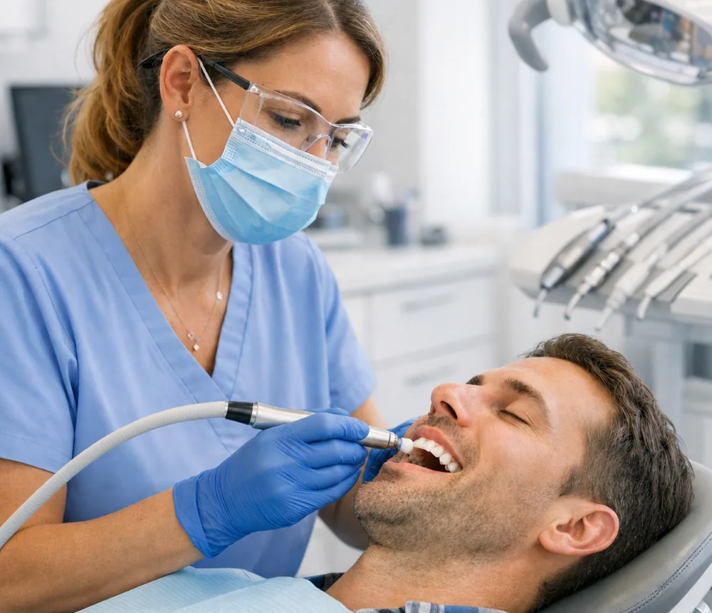 Teeth Cleaning North York | Professional Dental Cleaning Procedure Dental hygienist performing professional teeth cleaning on a patient in North York